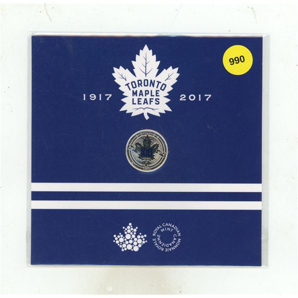 2017 Canada $3 Toronto Maple Leafs 100th Anniversary Pure Silver Coin issued by the Royal Canadian M
