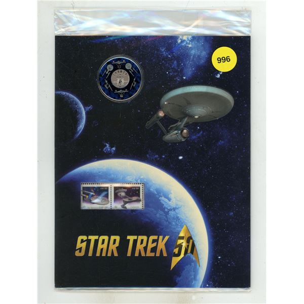 2016 Star Trek™ 25-Cent U.S.S. Enterprise Coloured Coin and Stamp Set issued by the Royal C
