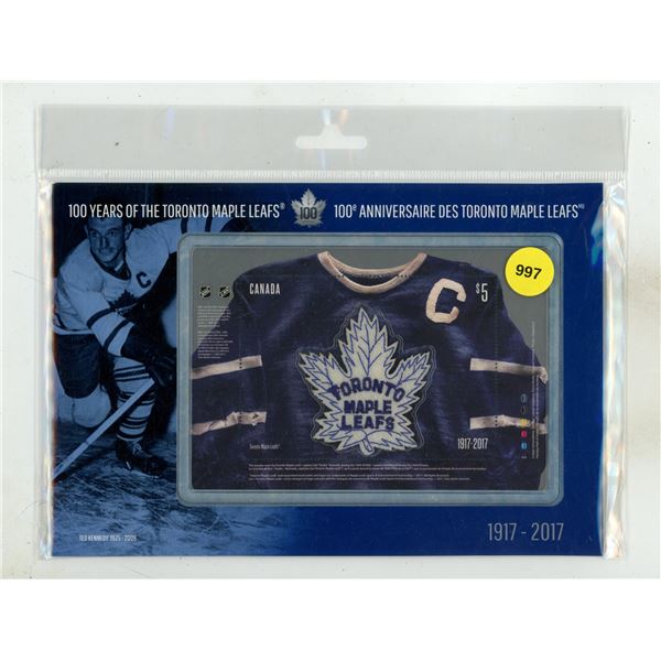 Canada Post $5 embroidered fabric souvenir sheet issued in 2017 to celebrate the 100th anniversary o
