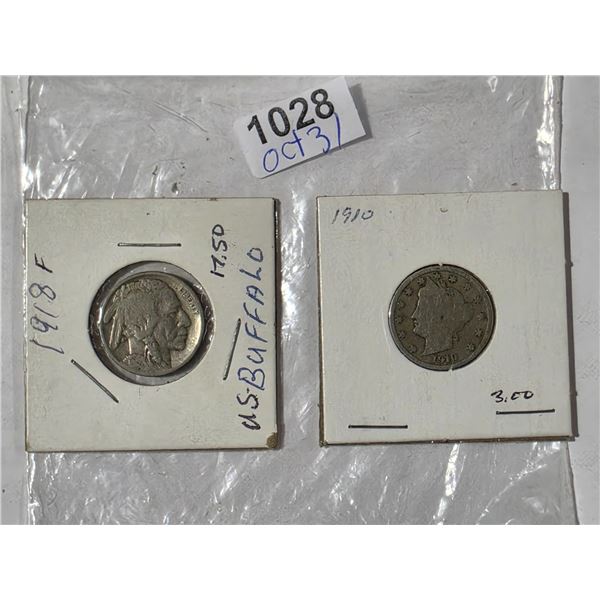 2 – US NICKELS 1910,1918