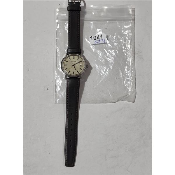 VINTAGE BULOVA 17J AUTO, DATE @ 3  RUNS