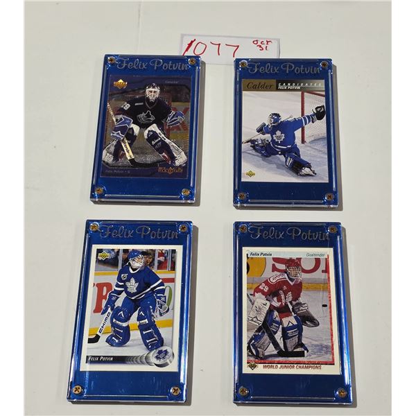 4-FELIX POTVIN HOCKEY CARDS IN HARD CASES  RC AND 3 NICE CARDS