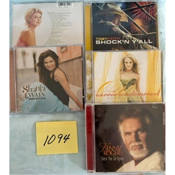 Country CD’s, Shania Twain, Kenny Rogers, Carrie Underwood, Faith Hill, Toby Keith.