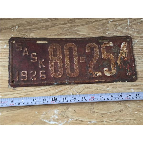 1926 Sask License Plate