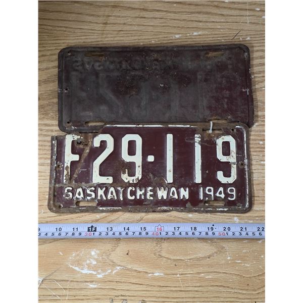 Pair of Sask 1949 Farm License Plates