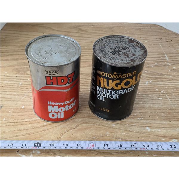 (2) Vintage 1L Oil Tins – Full