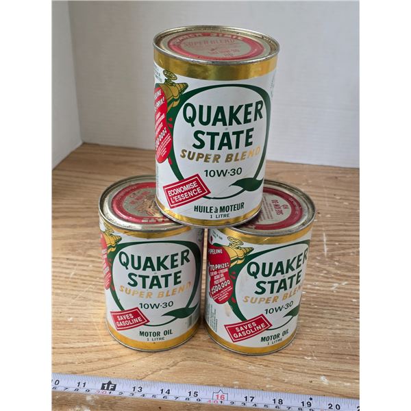 (3) Quaker State 1L Oil Tins – Full
