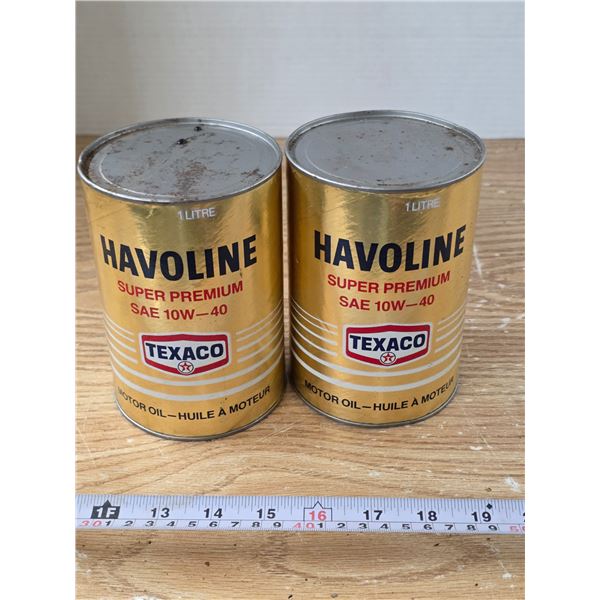 (2) Texaco 1L Oil Tins – Full