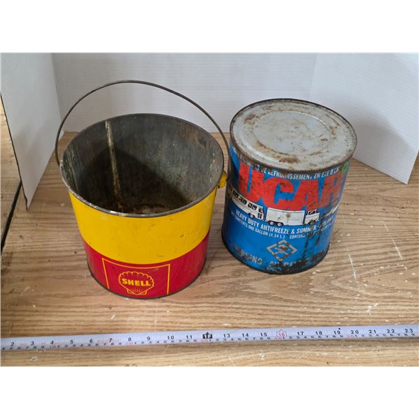Shell Grease Pail (empty), UCar Antifreeze Tin