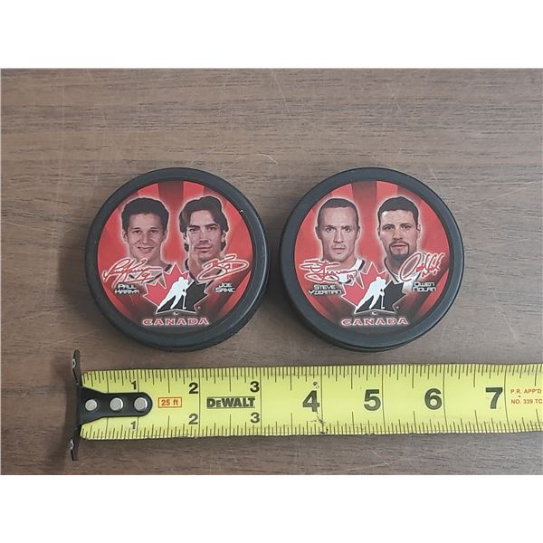 2002 McDonald's Salt Lake City Winter Olympics Team Canada collector hockey pucks.