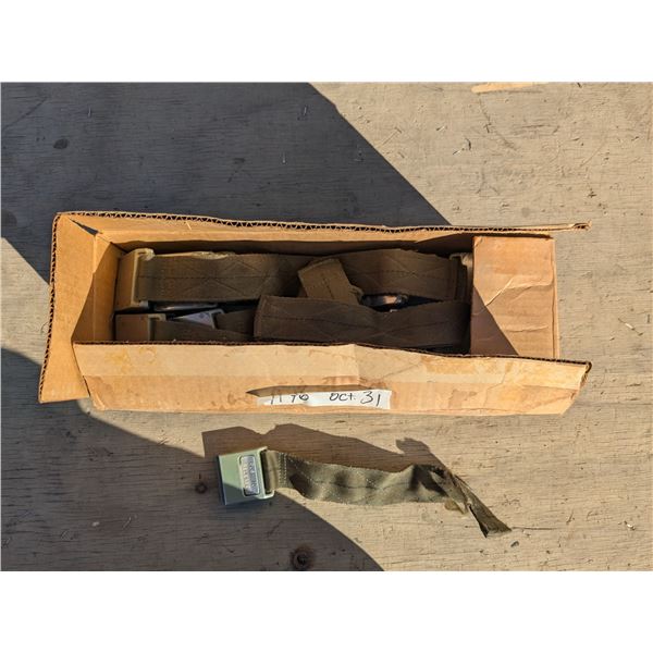 Box of military seat belt assemblies