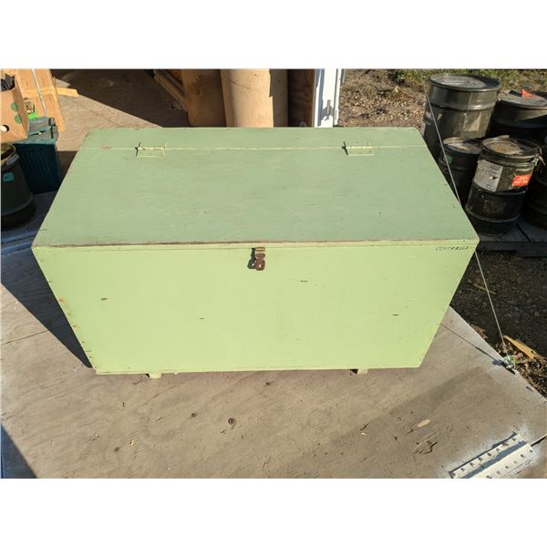 Large blue wooden storage box 48" x 25" x 27"H