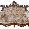 Image 3 : Ornate Carved Wood Settee with Floral Upholstery, 64" Wide x 31" Deep x 44" High