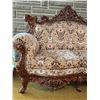 Image 6 : Ornate Carved Wood Settee with Floral Upholstery, 64" Wide x 31" Deep x 44" High