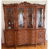 Image 3 : Ornate Carved Wood China Cabinet with Glass Doors, 82" Wide x 19" Deep x 80" High Hutch