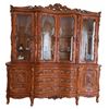Image 4 : Ornate Carved Wood China Cabinet with Glass Doors, 82" Wide x 19" Deep x 80" High Hutch