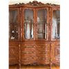 Image 7 : Ornate Carved Wood China Cabinet with Glass Doors, 82" Wide x 19" Deep x 80" High Hutch