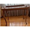 Image 3 : Rectangular Wood Tray Table with Floral Motif, 27 ft Wide x 19 ft High, Decorative Handles