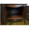 Image 3 : Wood Side Cabinet with Marble Top, Woven Front Doors, 22"H x 25"W x 25"D