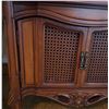 Image 4 : Wood Side Cabinet with Marble Top, Woven Front Doors, 22"H x 25"W x 25"D