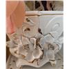 Image 3 : White Ceramic Plant Stand With Relief Floral Detail and Artificial Flower Arrangement