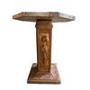 Image 1 : Decorative Pedestal Table With Figural Bronze Tone Base and Marble Octagonal Top