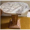Image 3 : Decorative Pedestal Table With Figural Bronze Tone Base and Marble Octagonal Top
