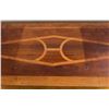 Image 4 : Mid-Century Wood Cabinet Console With Built-In Radio, 73"W x 20"D x 39"H, Geometric Inlay