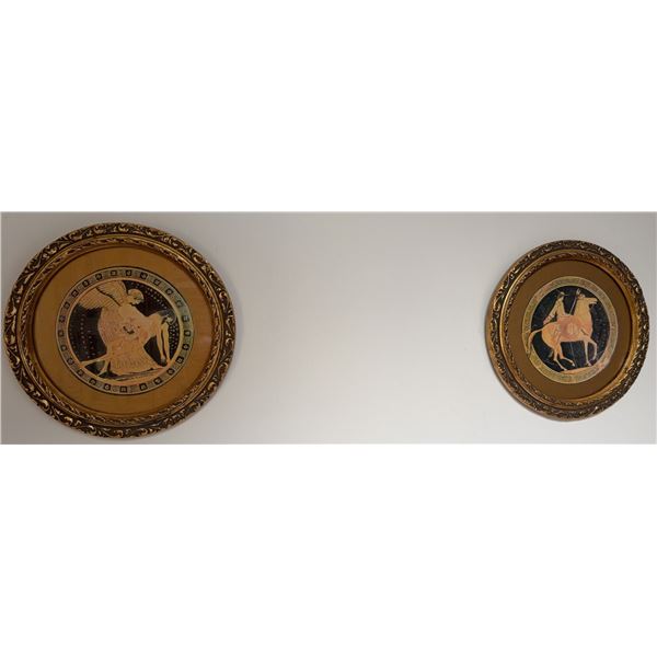 Framed Greek-Style Decorative Wall Plates with Classical Motifs