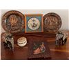 Image 1 : Decorative Plates, Table Clock, Elephants, Trinket Box, and Ornate Notepad Set