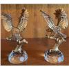 Image 1 : Gilt Metal and Cut Crystal Eagle Figurines on Crystal Bases