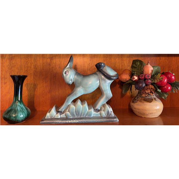 Beswick England #369 Ceramic Donkey Figurine and Decorative Vase Lot