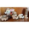 Image 3 : Donkey Figurine Set, Leaning Tower Decor, and Large Seashell Display Lot