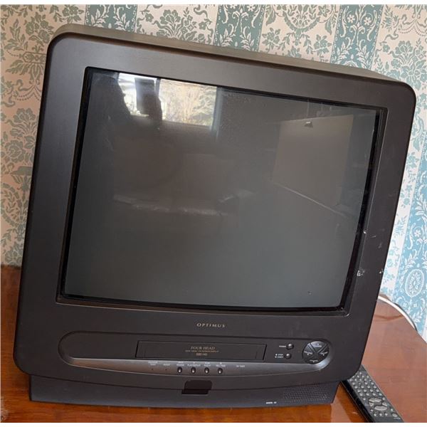 Optimus CRT TV Four Head VCR Combo With Remote Control