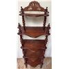 Image 2 : Wooden Five-Tier Corner Shelf Unit with Ornate Top, 21 in. Width, 56 in. Height