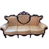 Image 1 : Victorian Style Carved Wood Sofa with Floral Upholstery, 76" W x 30" D x 45" H