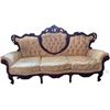 Image 2 : Victorian Style Carved Wood Sofa with Floral Upholstery, 76" W x 30" D x 45" H