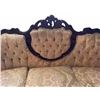 Image 3 : Victorian Style Carved Wood Sofa with Floral Upholstery, 76" W x 30" D x 45" H