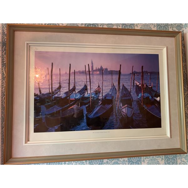 Framed Print Grand Canal, Venice 1996 Photograph of Gondolas at Sunset