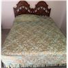 Image 1 : Wooden Headboard Double Bed matrix and Box Spring , ( without Floral Satin Coverlet )