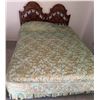 Image 2 : Wooden Headboard Double Bed matrix and Box Spring , ( without Floral Satin Coverlet )