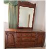 Image 2 : Ornate Wooden Dresser with Mirror, Carved Details, 73 in W x 20 in D x 87 in H