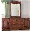 Image 4 : Ornate Wooden Dresser with Mirror, Carved Details, 73 in W x 20 in D x 87 in H
