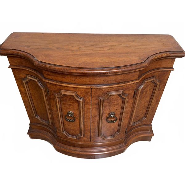Wooden Demilune Cabinet with Two Doors and Interior Shelf