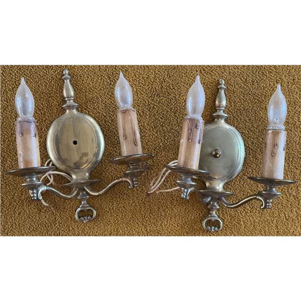 Two-Light Wall Sconces with Candle-Style Bulb Holders