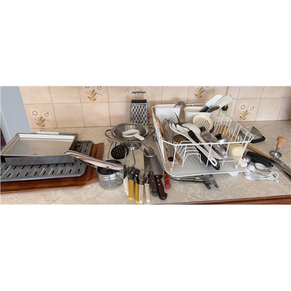 Kitchen Utensils, Knives, Graters, Strainers and Baking Tools Lot