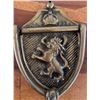 Image 1 : Brass Door Knocker With Lion Rampant and Crown Motif