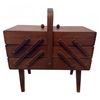 Image 2 : Wooden Cantilever Sewing Box with Handle and Legs