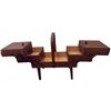 Image 3 : Wooden Cantilever Sewing Box with Handle and Legs