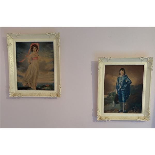 Framed Reproduction Prints Blue Boy and Pinkie Ornate White Frames